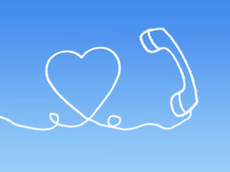 cloud phone shape with love for valentine dayの写真素材