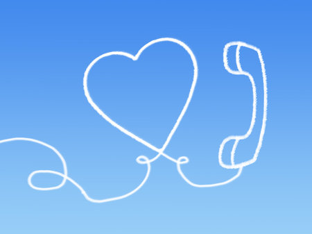 cloud phone shape with love for valentine dayの写真素材