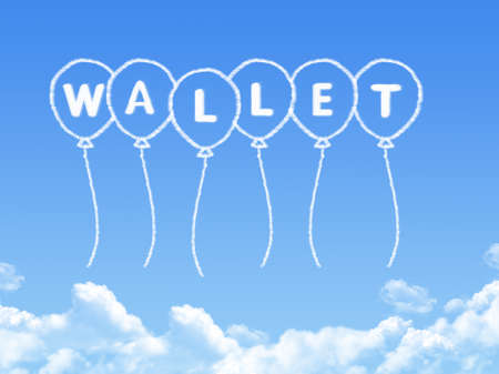 wallet balloon cloud shape on blue skyの写真素材