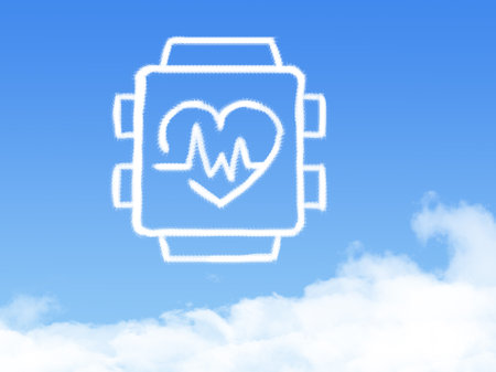 smart watch cloud shape on blue skyの写真素材