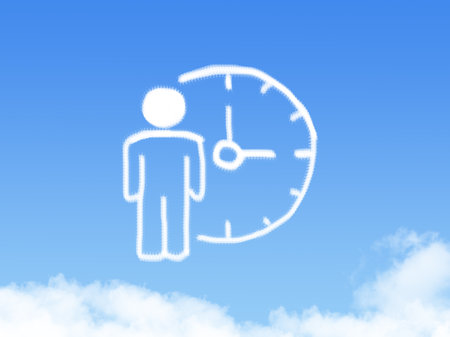 person hour cloud shape on blue skyの写真素材