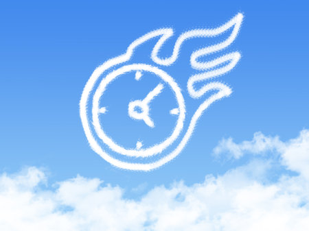 hot time cloud shape on blue skyの写真素材