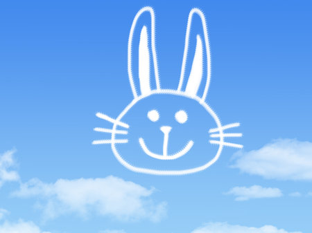 rabbit shape clouds in the blue skyの写真素材