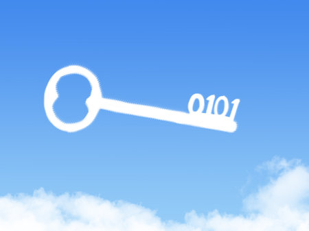key to internet technology shape clouds , business concept on blue skyの写真素材