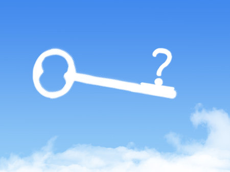 key to question shape clouds , business concept on blue skyの写真素材