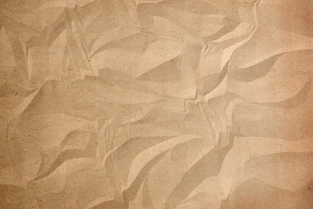 crumpled brown paper background close upの写真素材