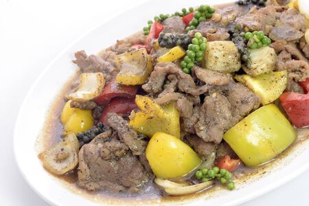 fried black pepper porkの写真素材