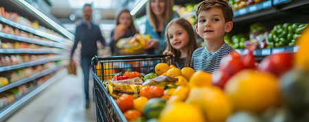 A Vibrant Family Day Out at the Grocery Store: Exploring Fresh Produce Togetherの素材