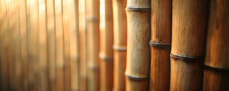 A Tranquil Bamboo Wall Bathed in Soft, Diffused Lightの素材