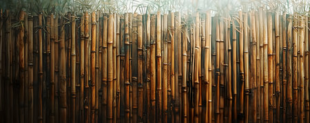 Elegant Bamboo Wall Bathed in Soft Lightの素材