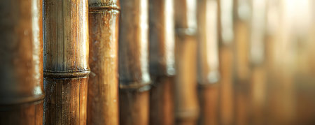 Serene Bamboo Wall Illuminated by Gentle Diffused Lightの素材