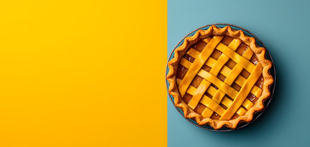 Enticing Golden Pie on a Bright Background: A Slice of Nostalgia and Culinary Artistry Awaitsの素材
