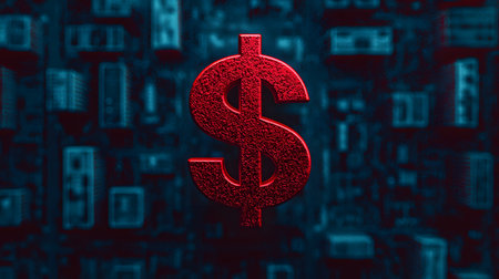 An artistic aerial view displaying city streets shaped like a dollar sign. Dark background adds contrast. Atmosphere highlights the significance of urban finance and economy.の素材