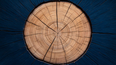 A stunning cross-section of an ancient tree, showcasing intricate growth rings and detailed textures. The background is not transparent, enhancing the wood's natural beauty.の素材