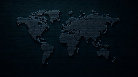 Map of the world on a dark blue background. 3d renderingの素材