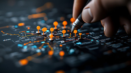 Businessman hand drawing on the world map. Business and technology concept.の素材