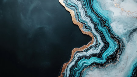 Stunning abstract artwork featuring blue and gold fluid shapes with smooth waves, creating a striking visual effect suitable for various design projects.の素材