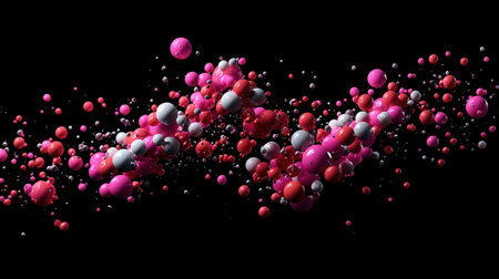 A dynamic display of colorful spheres floating against a dark background, perfect for creative projects. Ideal for modern design, vibrant visuals, and artistic expressions.の素材