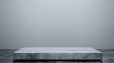 An empty gray platform displays a minimalist design, ideal for showcasing products or art. The clean surface creates a modern and elegant ambiance for presentations.の素材