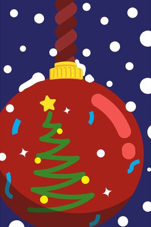 Close up of christmas ornament with snow in blue background- Vector illustrationのイラスト素材