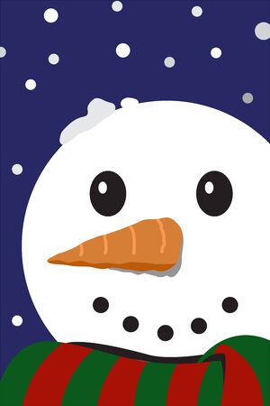 Close up of snowman with snow in blue background- Vector illustration- Vector illustrationのイラスト素材