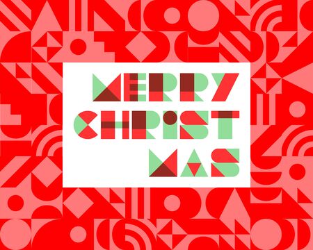 Merry christmas in abstract background in red tone with flat design - Vector illustrationのイラスト素材