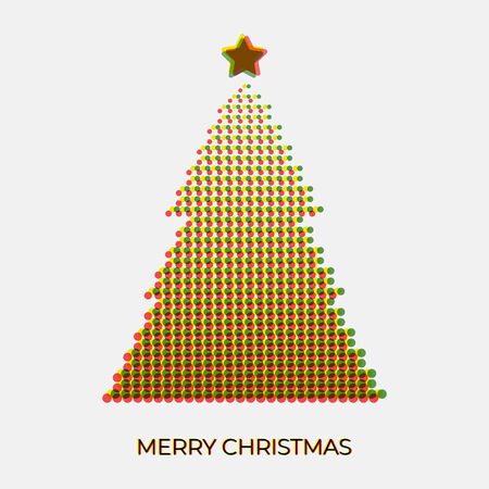 Christmas tree combined by different dots in red and green - design for greeting card and multi purpose - Vector illustrationのイラスト素材