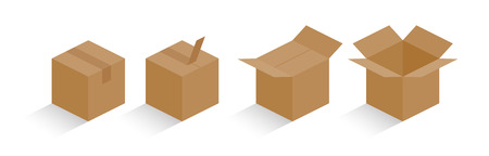 Carton box color with shadow total containing process vector illustrationのイラスト素材