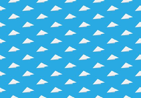 Paper plane seamless pattern isolated on blue background