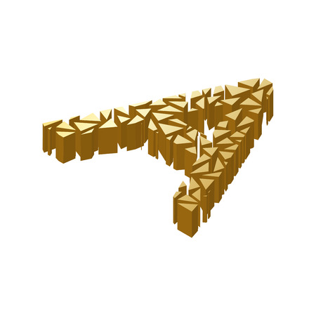 The letter A, in the alphabet broken 3d perspective isometric set gold color isolated on white backgroundのイラスト素材