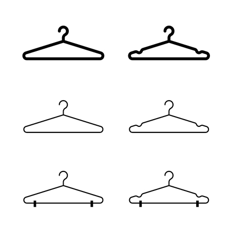 Clothes hanger silhouette icon set black color isolated on white backgroundのイラスト素材