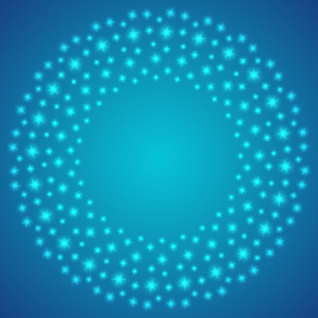 Light sparkling pattern circle shape isolated on blue gradient color background, with copy space centerのイラスト素材