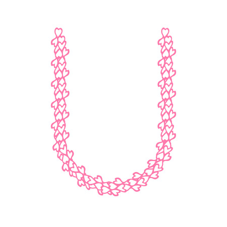 The letter U, in the alphabet Heart flower petals illustration set flat design pink color isolated on white background, vector eps10のイラスト素材