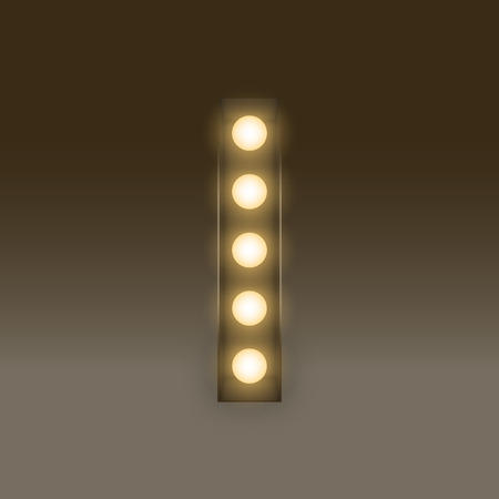Alphabet Incandescent light bulb box set letter I, illustration retro 3D style isolated glow in dark backgroundのイラスト素材