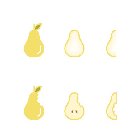 Pear fruit icons set design illustration isolated on white background, vector illustration.のイラスト素材