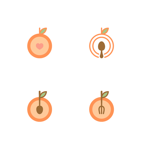 Orange fruit icons set design illustration isolated on white background, vector illustration.のイラスト素材
