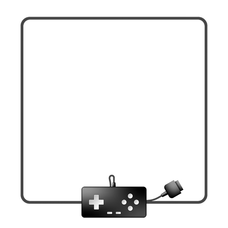 Gamepad or joypad black color and square shape frame made from cable design illustration isolated on white background, with copy spaceのイラスト素材