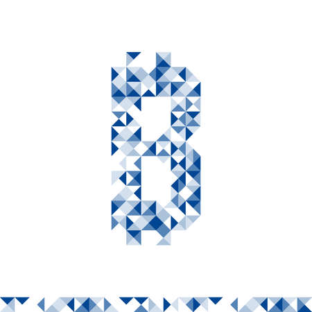Abstract geometric pattern Currency Bitcoin symbol shape design dark blue color illustration isolated on white background with copy space, vector eps 10のイラスト素材
