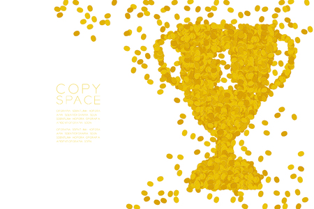 Abstract Coins pattern Number one Trophy Cup shape, Winner of business concept design gold color illustration isolated on white background with copy space, vector eps 10のイラスト素材