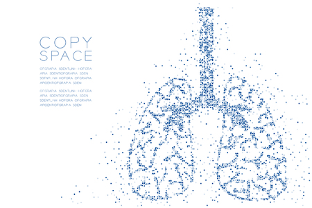Abstract Geometric square box pattern Lung shape, Medical Science Organ concept design blue color illustration isolated on white background with copy space, vector eps 10のイラスト素材