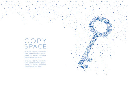 Abstract Geometric polygon square box and Triangle pattern Key shape, Security privacy concept design blue color illustration isolated on white background with copy space, vector eps 10のイラスト素材