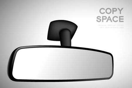 Mock-up rear view mirror inside car illustration black color isolated on gradient background, with copy spaceのイラスト素材