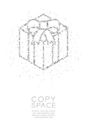 Abstract Geometric Low polygon square box pixel and Triangle pattern Gift box shape, Happy Birthday concept design black color illustration on white background with copy space, vector eps 10のイラスト素材