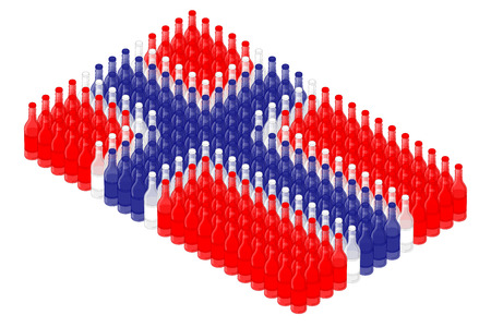 Isometric beverage beer glass bottle in row, Norway national flag shape concept design illustration isolated on white background, Editable strokeのイラスト素材