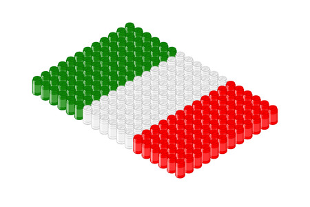 Isometric beverage can in row, Italy national flag shape concept design illustration isolated on white background, Editable strokeのイラスト素材