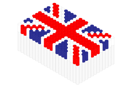 Isometric cigarette in row, United Kingdom national flag shape concept design illustration isolated on white background, Editable strokeのイラスト素材