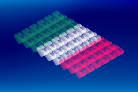 Isometric love heart box transparency, Italy national flag shape, Blockchain cryptocurrency concept design illustration isolated on blue gradients background, Editable strokeのイラスト素材