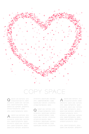 Heart icon Abstract Geometric Low polygon square box pixel and Triangle pattern, Valentine's day concept design pink color illustration on white backgroundのイラスト素材