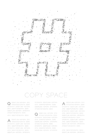 Abstract Geometric Low polygon square box pixel and Triangle pattern Hashtag sign, social network connect concept design black color illustration on white backgroundのイラスト素材