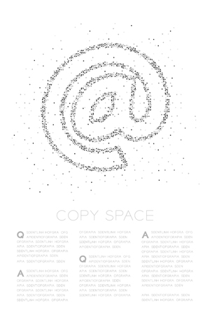 Abstract Geometric Circle dot pixel pattern At sign icon, Online concept design black color illustration on white backgroundのイラスト素材